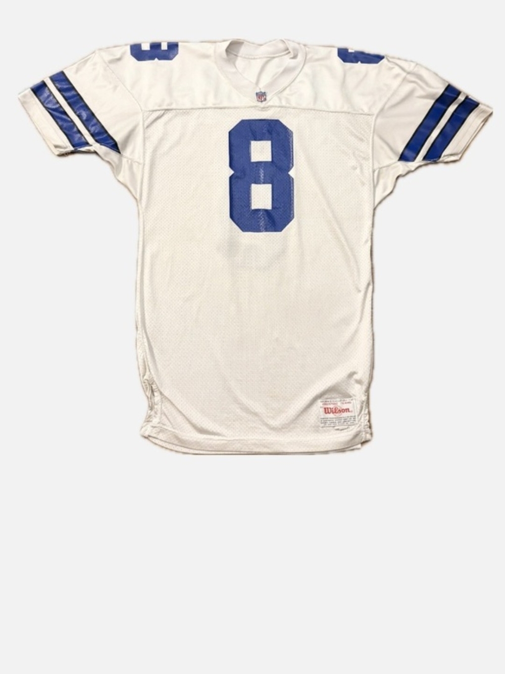 Wilson White Football Jersey with Blue No. 8
